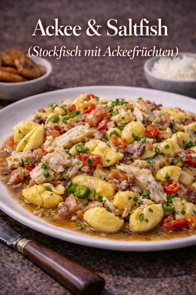 Ackee and Saltfish (stockfisch mit Ackeefrüchten)