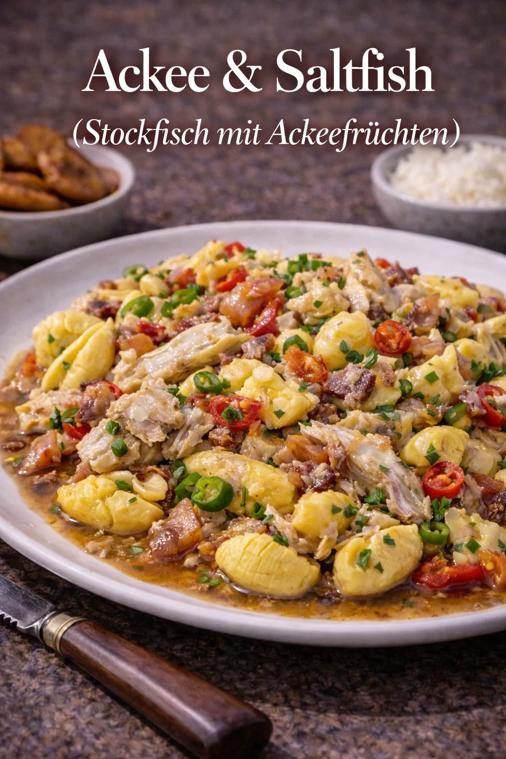 Ackee and Saltfish (stockfisch mit Ackeefrüchten)