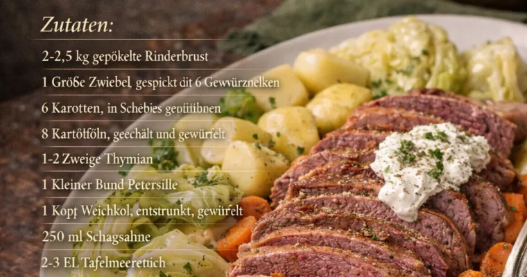 Dublin Sunday Corned Beef and Cabbage (Gepökelte Rinderbrust mit Kohl)