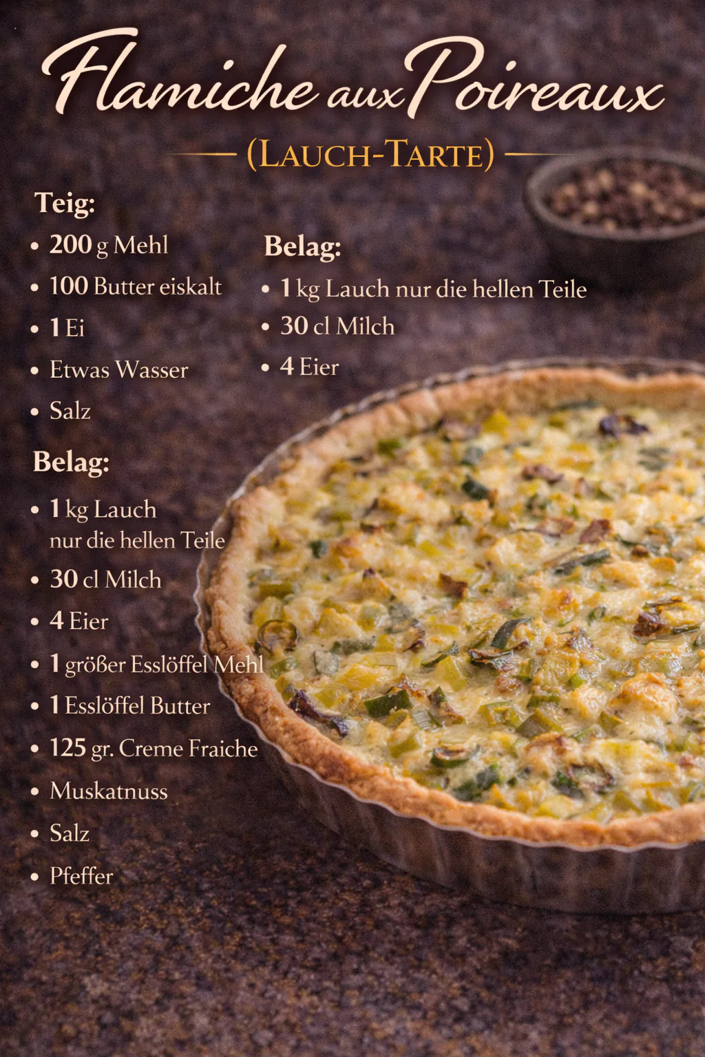 Flamiche aux Poireaux (Lauch-Tarte)