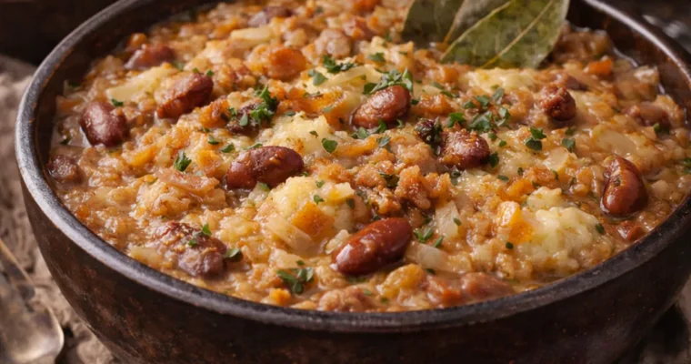 Jota (Sauerkraut-Bohnen-Eintopf mit Kartoffelbrei)