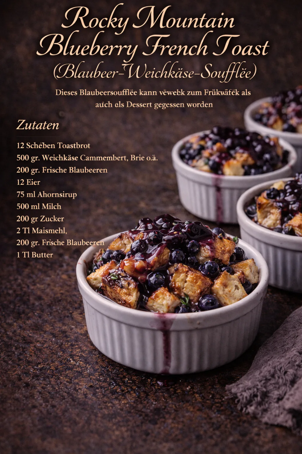 Rocky Mountain Blueberry French Toast (Blaubeer-Weichkäse-Soufflée)