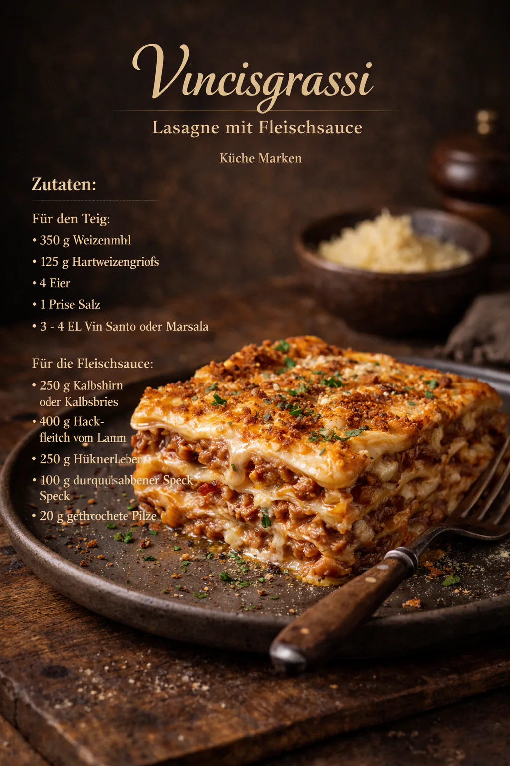 Vincisgrassi (Lasagne mit Fleischsauce)