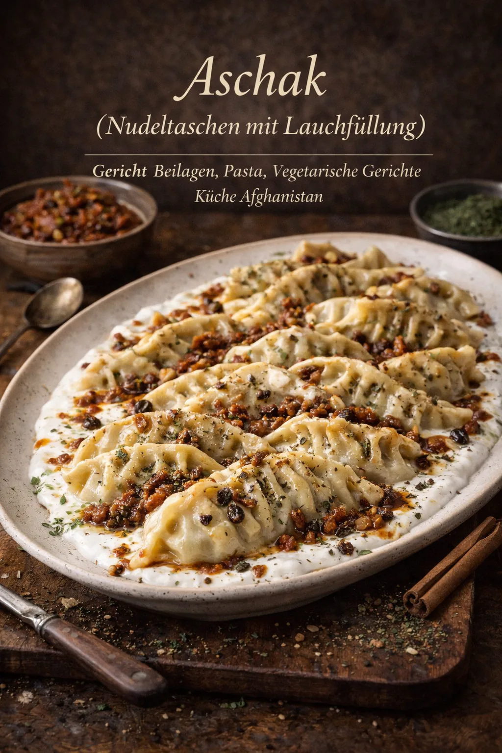 Aschak (Nudeltaschen mit Lauchfüllung)
