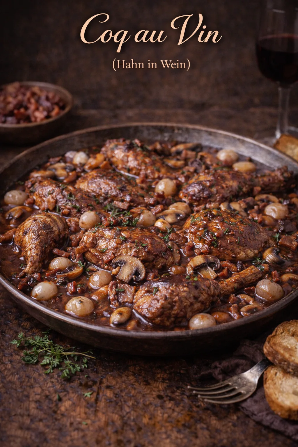 Coq au Vin (Hahn in Wein)