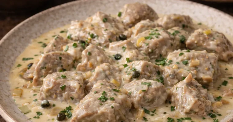 Eingemachtes Kalbfleisch