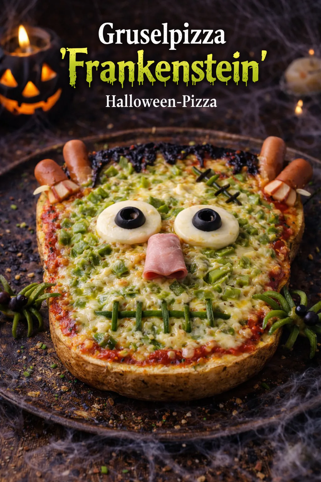 Gruselpizza “Frankenstein”