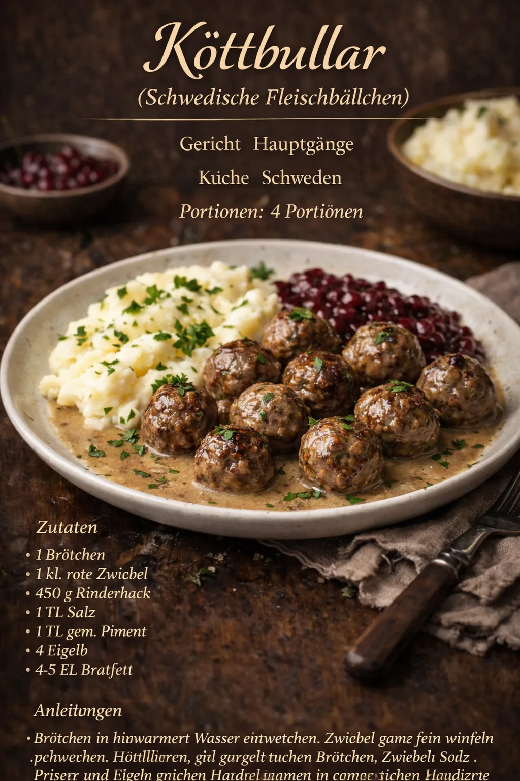 Köttbullar (Schwedische Fleischbällchen)