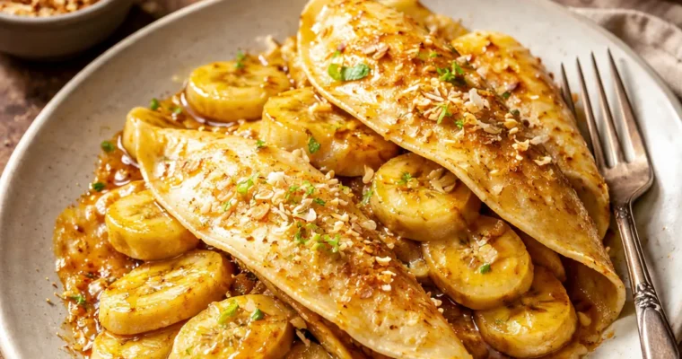 Kokospfannkuchen mit Bananen