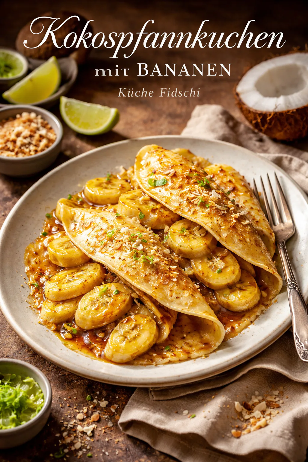 Kokospfannkuchen mit Bananen