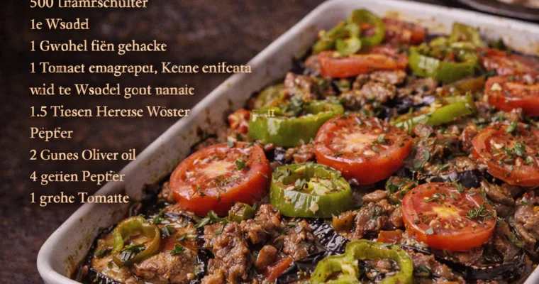 Lamm mit Auberginen und grünen Paprika