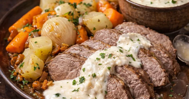 Ochsenfleisch mit Meerrettichsoße
