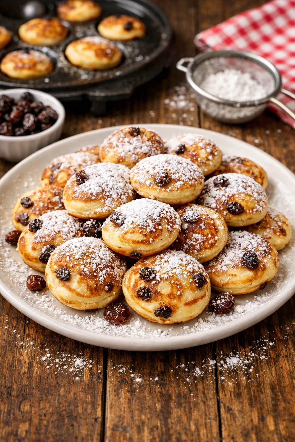 Poffertjes (Eierküchlein mit Rosinen)