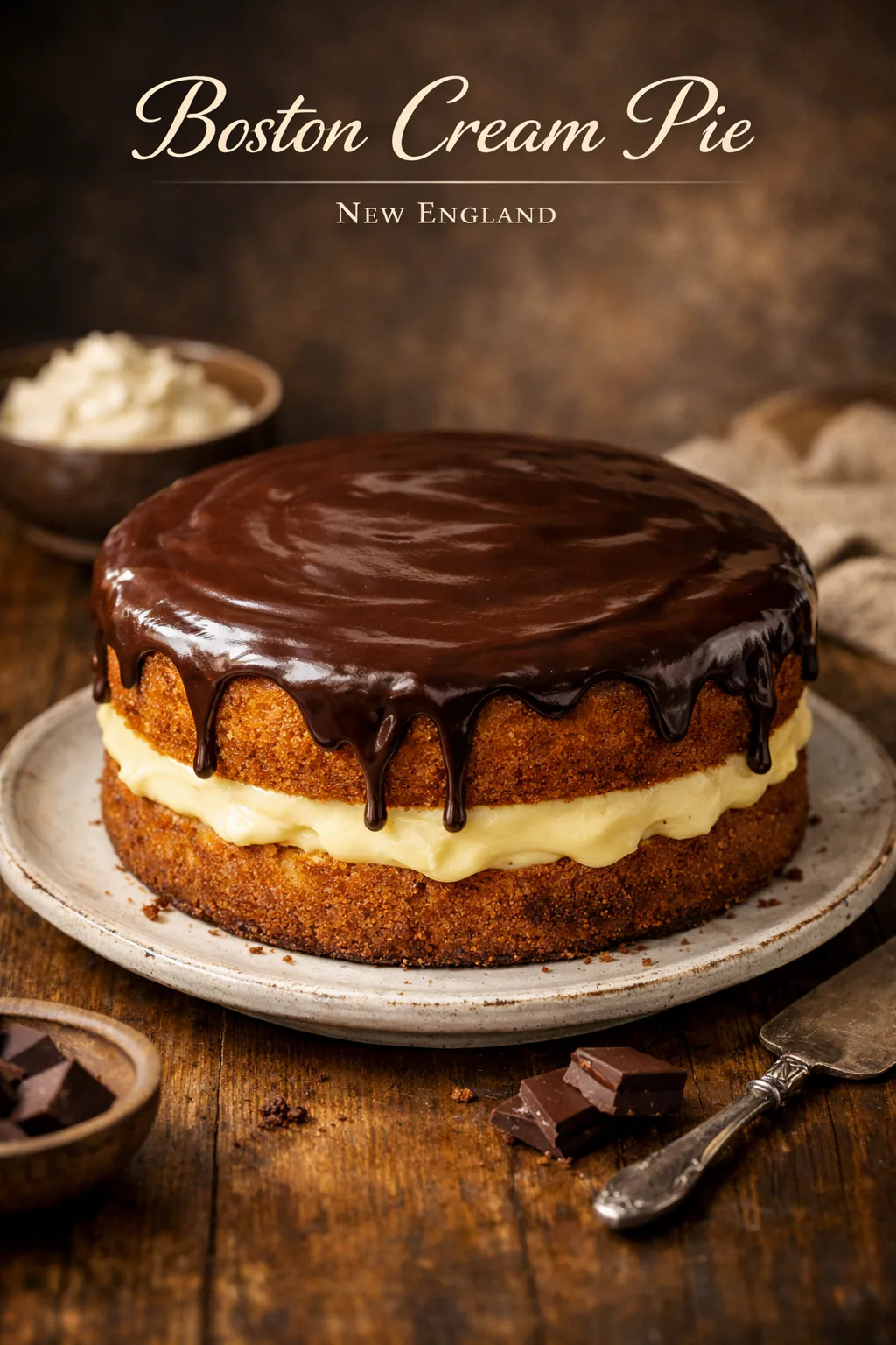 Boston Cream Pie (Kuchen mit Vanillecreme)