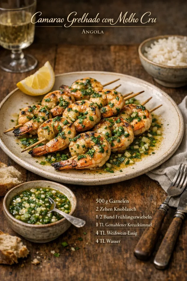 Camarao Grelhado com Molho Cru (Gegrillte Garnelen)