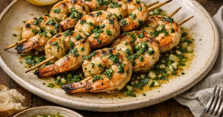 Camarao Grelhado com Molho Cru (Gegrillte Garnelen)