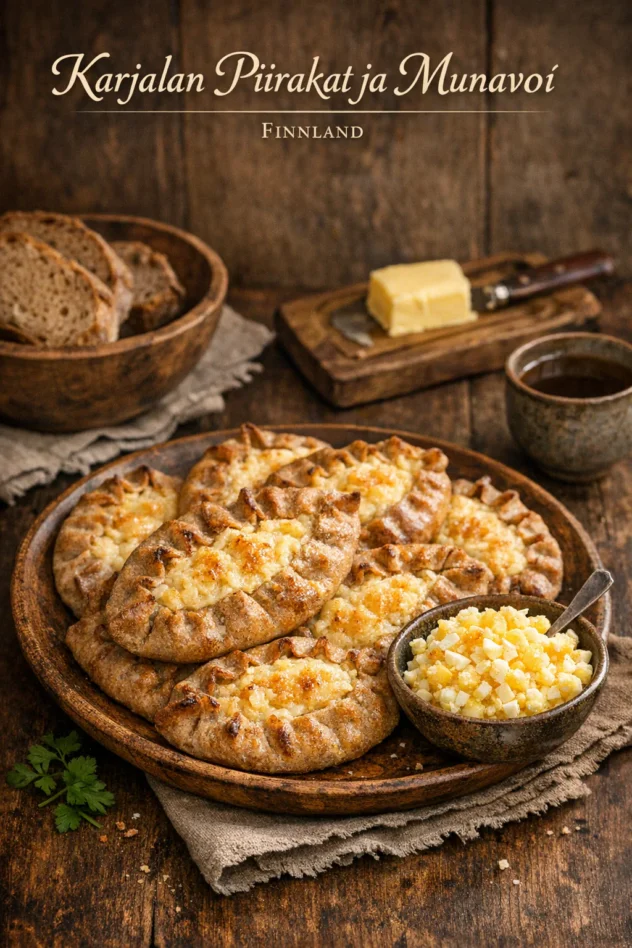 Karjalan piirakat ja munavoi (Karelische Piroggen mit Eibutter)