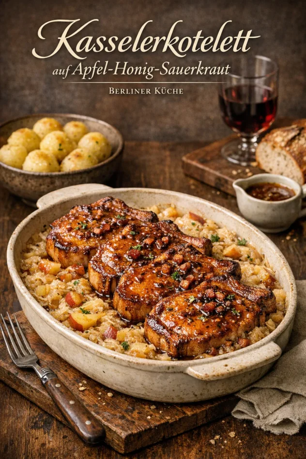 Kasselerkotelett auf Apfel-Honig-Sauerkraut