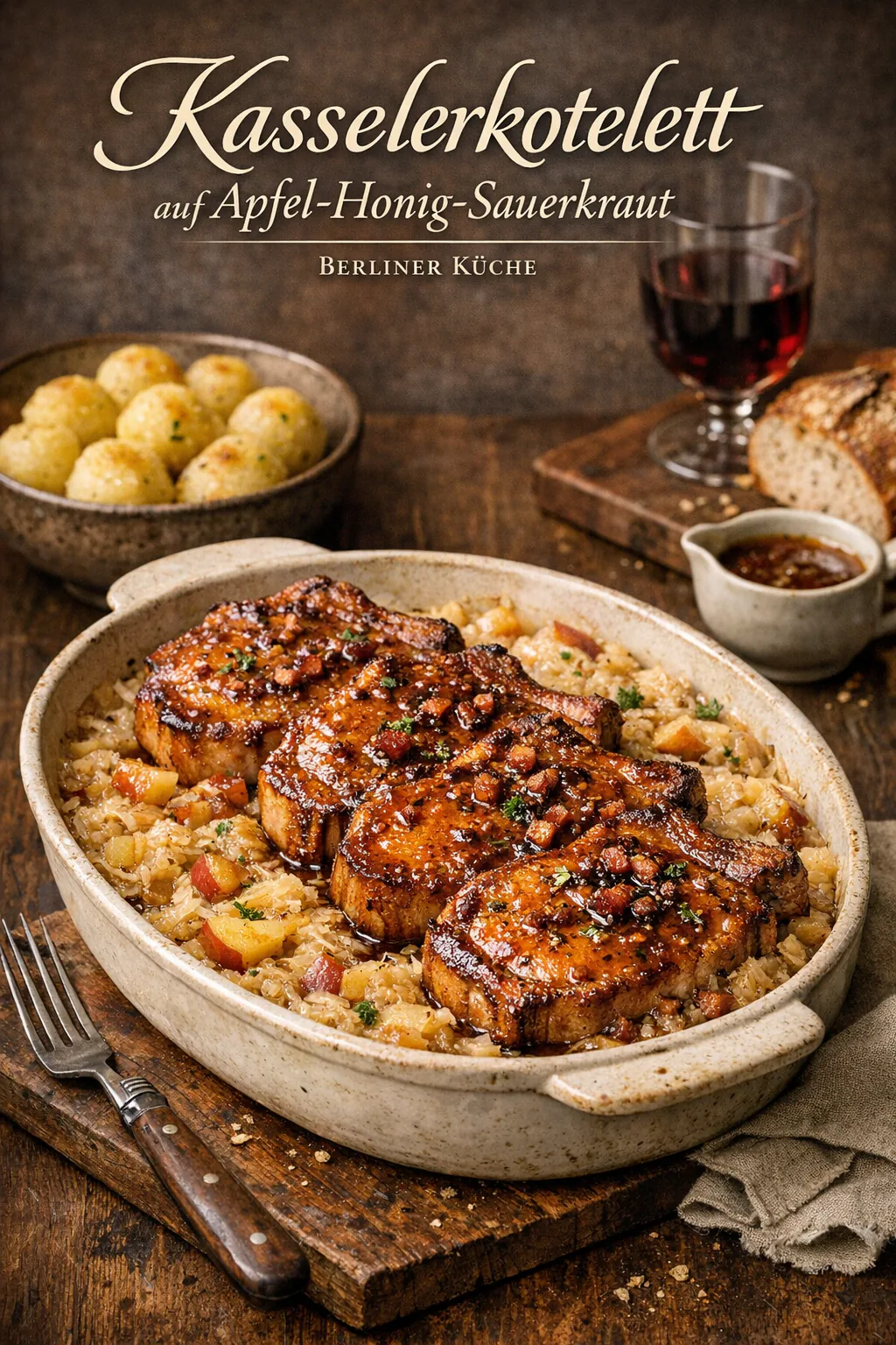 Kasselerkotelett auf Apfel-Honig-Sauerkraut