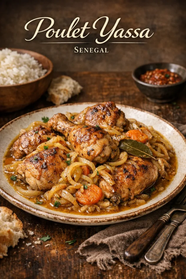 Poulet Yassa (Geschmortes Hähnchen mit Zwiebeln und Zitronensaft)