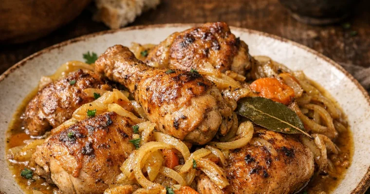 Poulet Yassa (Geschmortes Hähnchen mit Zwiebeln und Zitronensaft)