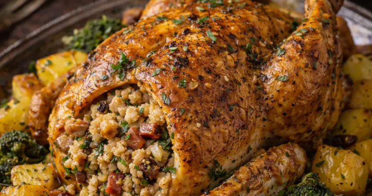 Surrey Roast Chicken (Gefülltes Brathähnchen nach Surrey Art)