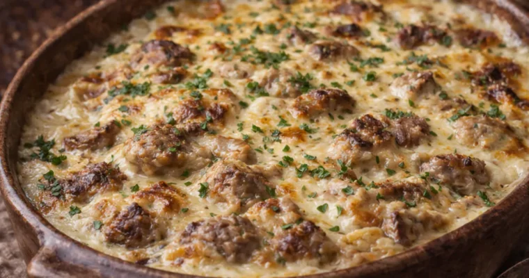 Tavë Elbasani (Gratiniertes Kalbsragout Elbasaner Art)