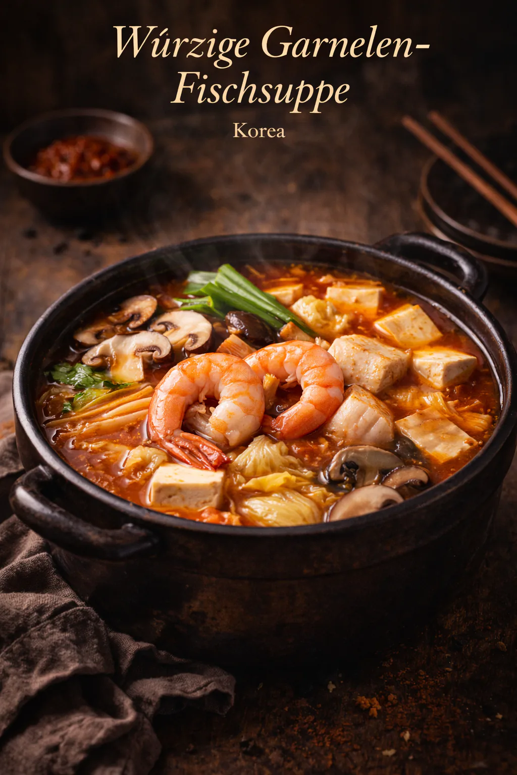 Würzige Garnelen-Fischsuppe