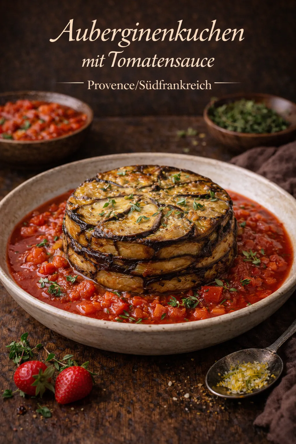 Auberginenkuchen mit Tomatensauce
