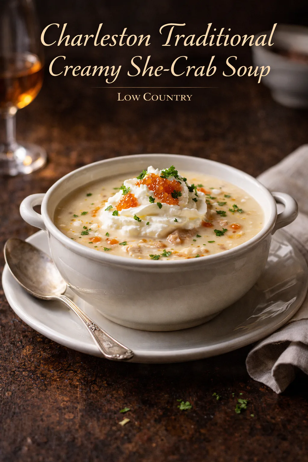 Charleston Traditional Creamy She-Crab Soup (Cremige Krabbensuppe)