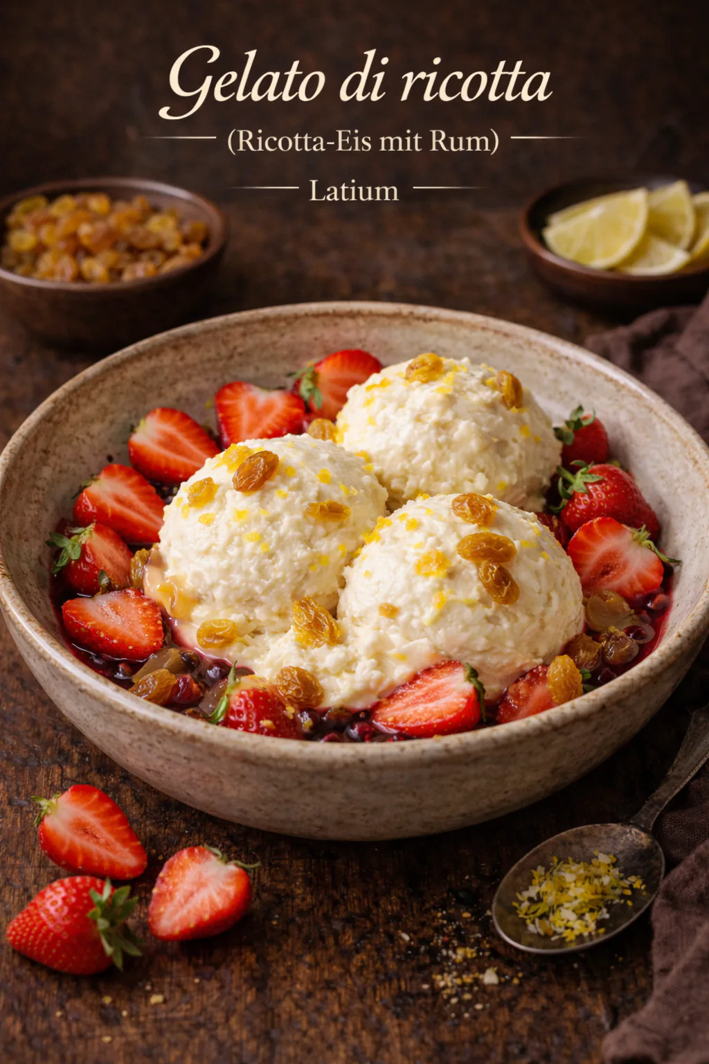 Gelato di ricotta (Ricotta-Eis mit Rum)
