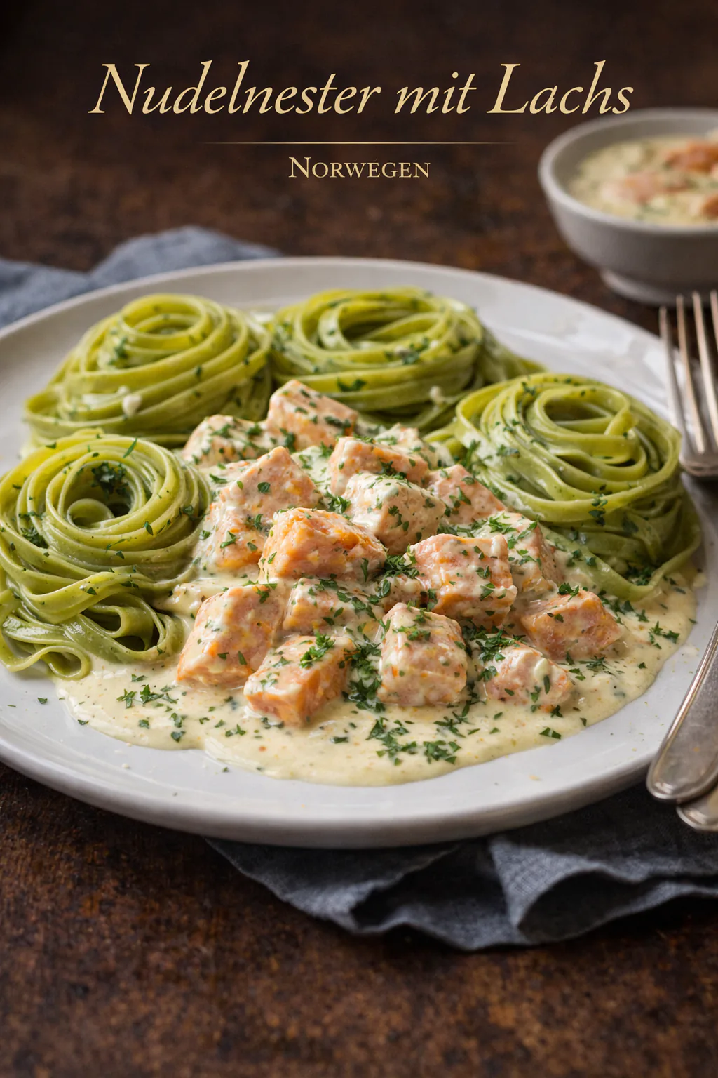 Nudelnester mit Lachs