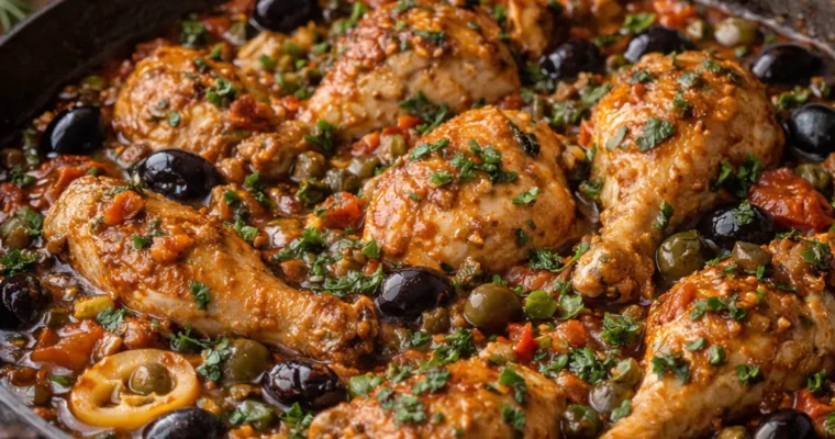 Pollo Alla Cacciatora (Huhn mit Kapern und Oliven)