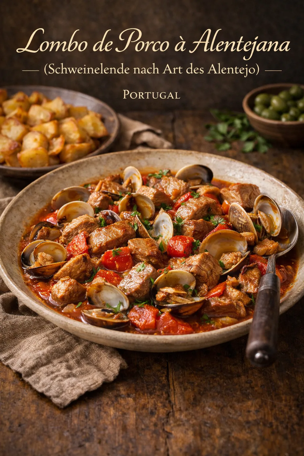 Lombo de Porco à Alentejana (Schweinelende nach Art des Alentejo)
