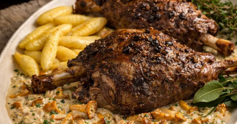 Rehkeule mit Pfifferling-Rahmsauce