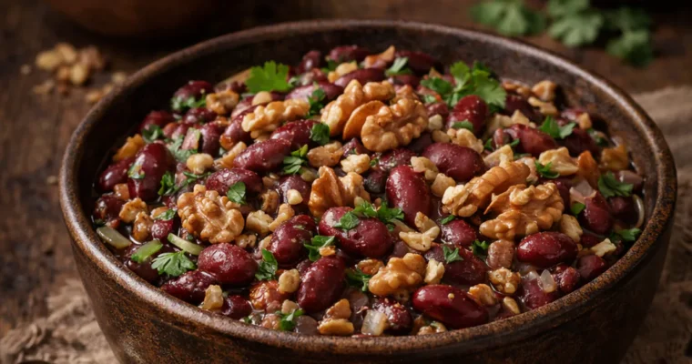 Salat is fasoli s orechami (Bohnensalat mit Walnuessen)