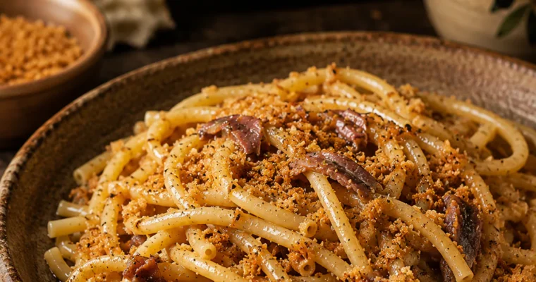 Bucatini con la mollica (Bucatini mit Brot und Anchovis)