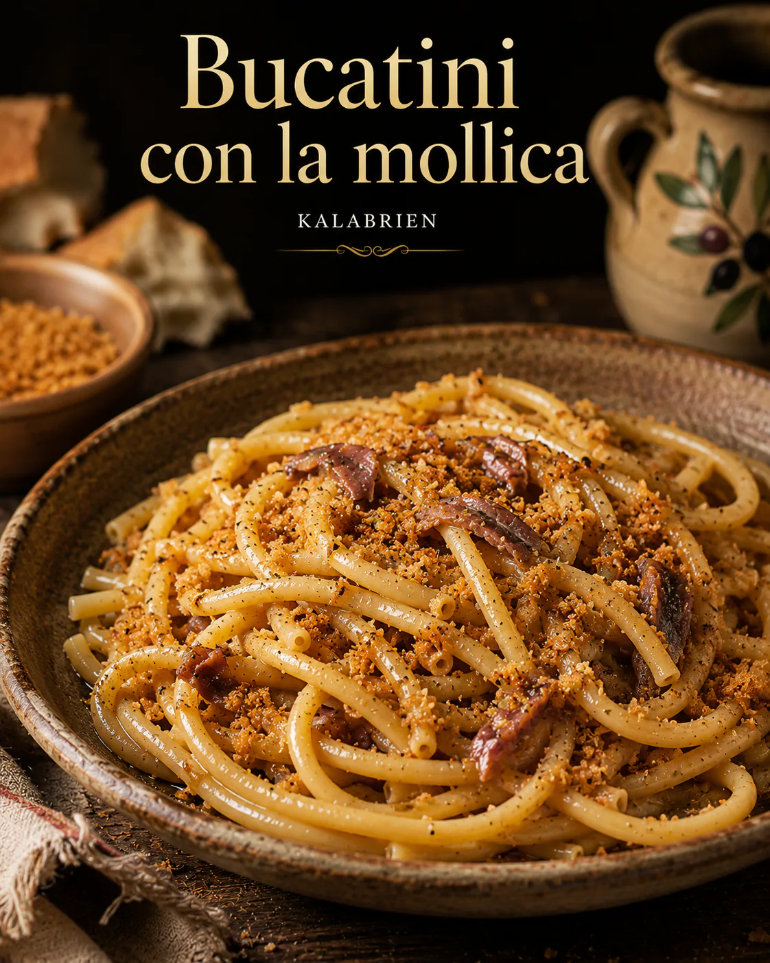 Bucatini con la mollica (Bucatini mit Brot und Anchovis)
