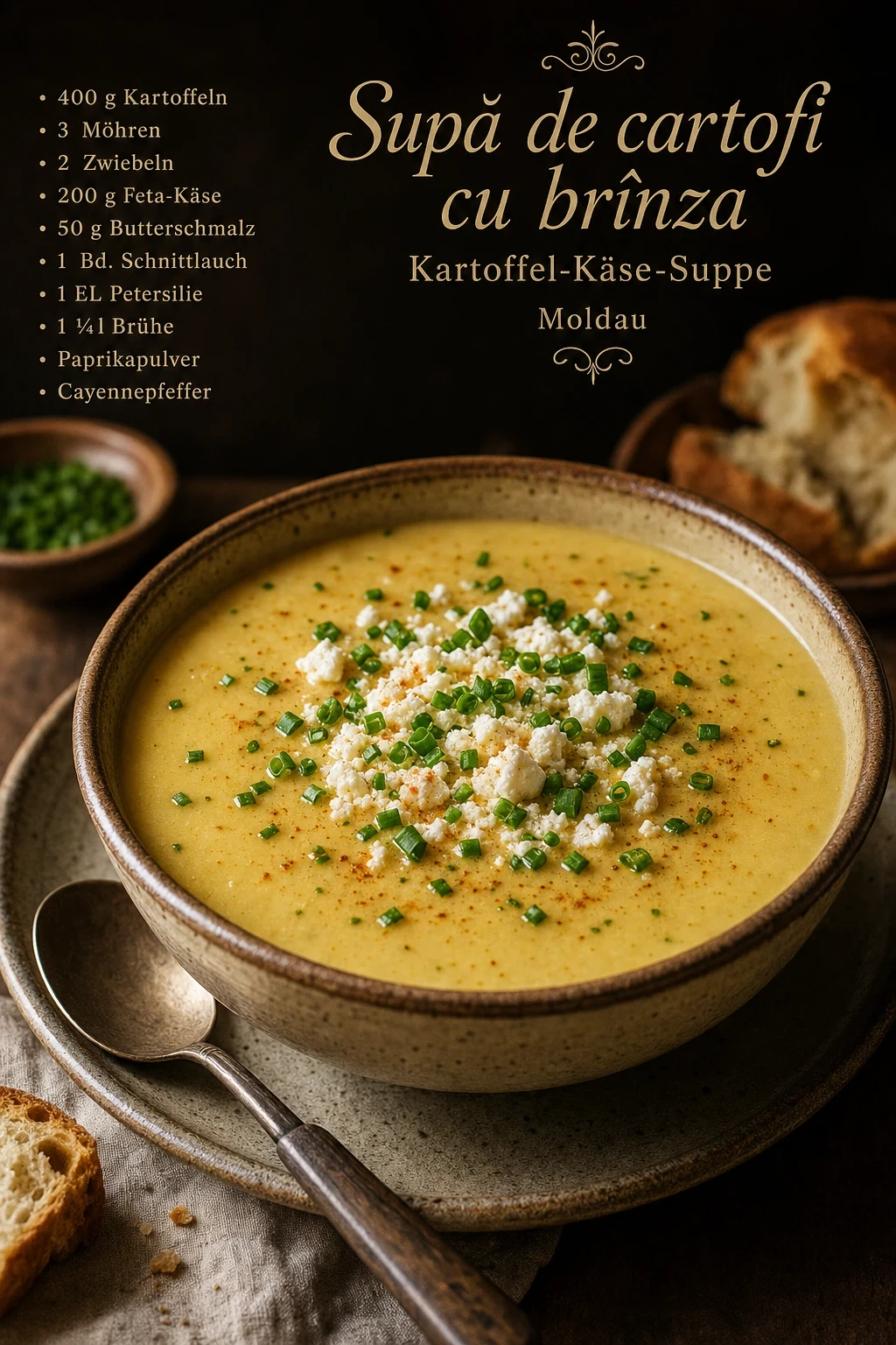 Supă de cartofi cu brînza (Kartoffel-Käse-Suppe)