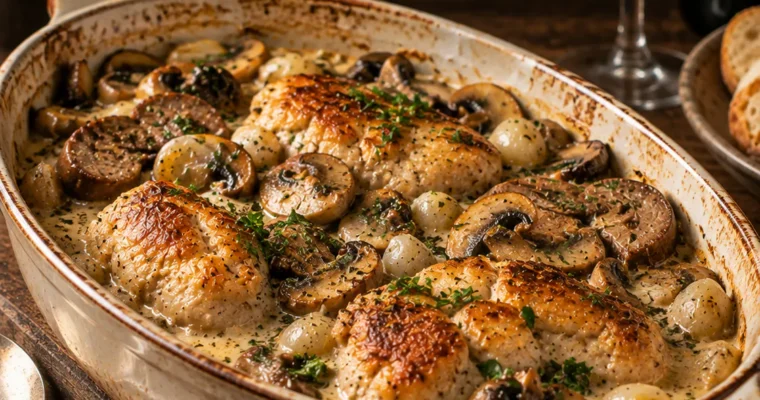 Beuchelle Tourangelle (Gebratenes Kalbsbries und Kalbsnieren mit Champignons)