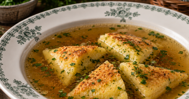Rindsuppe mit Kartoffelschöberl