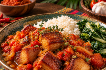 Rougail Boucane Geraeucherte Geschmorte Schweinebrustspitze