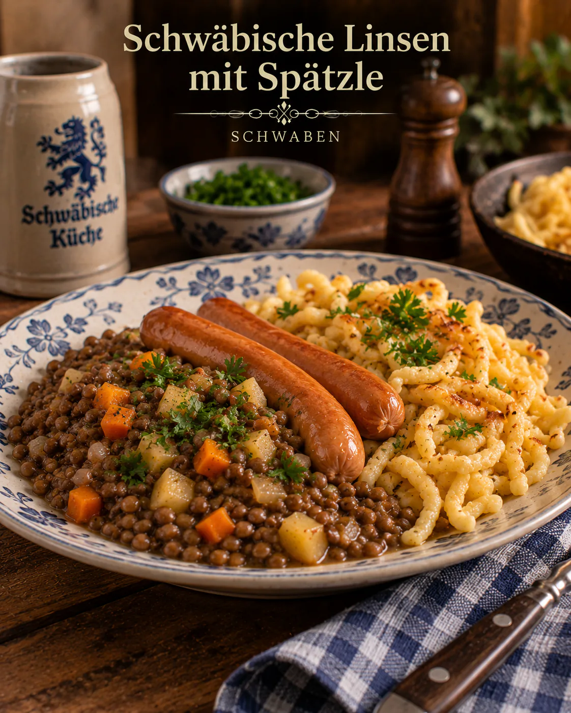 Schwäbische Linsen mit Spätzle